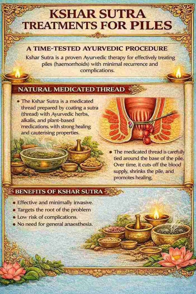 Kshar Sutra Ayurvedic treatment for piles using medicated thread therapy with benefits and procedure